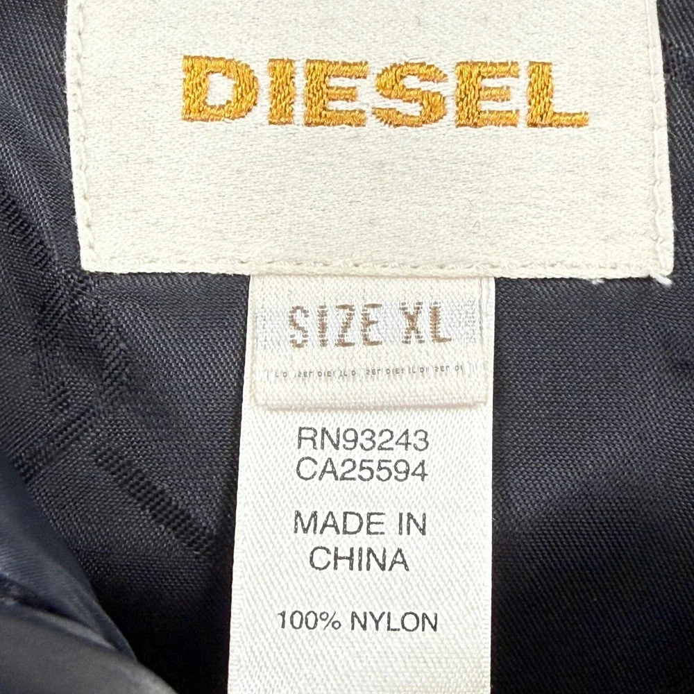 Diesel Puffer Vest XL Black Quilted Zip Front‎ Sleeveless Jacket Mens
